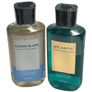 Bath & Body Works MEN'S COLLECTION ATLANTIC & CLEAN SLATE 3-In-1 Hair/Face/Body